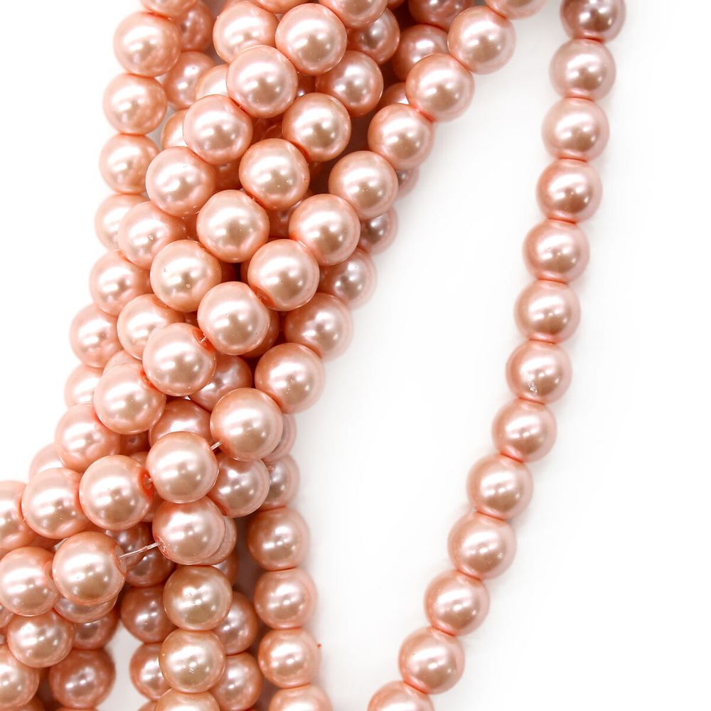 Бусины стекло ⌀10 мм, нить длина 40 см, Astra&Craft, SB-10 светло-розовый, 5 шт