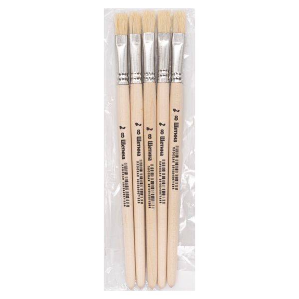 Кисть школьная из волоса щетины плоская №8,5 шт