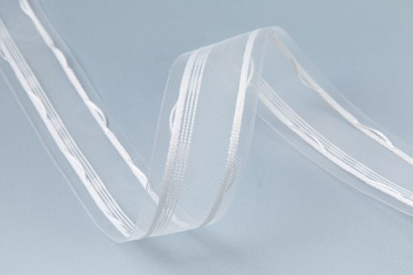 Лента (тесьма) шторная: сборка шахматная (1:2.5) 42 мм / 50 метров, прозрачный, Blitz T742S