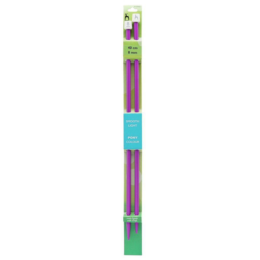 Спицы прямые Pony Colour ⌀8.0 мм, 40 см, пластик, 2 шт, 59067