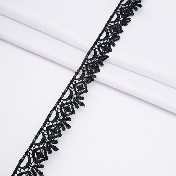 Кружево гипюр (плетёное) 35 мм / 13.72 метра, черный, 1096