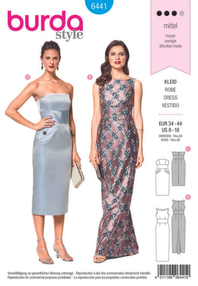 Выкройка женское вечернее платье Burda (Бурда) 6441, 1 шт