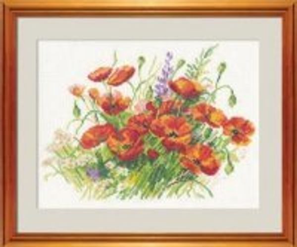 Набор для вышивания нитками Алиса, Маки 27х22 см