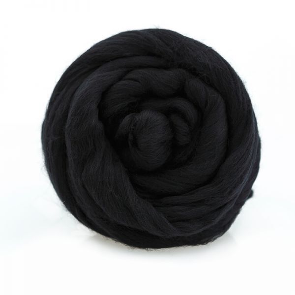 Шерсть для валяния Троицкая тонкая 1х100 г (до 23 мкр), 02 черный