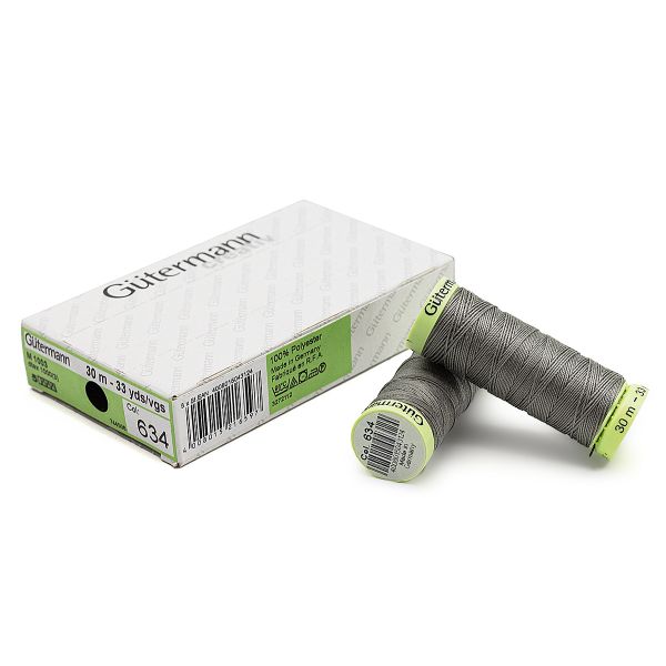 Нитки отделочные Gutermann Top Stitch, 30м, 634 пепельно серовато-зеленый, 5 катушек