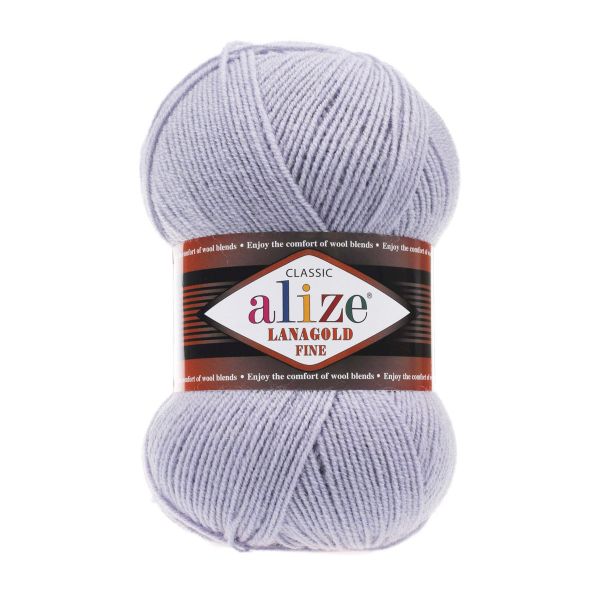 Пряжа Alize (Ализе) Lana Gold Fine / уп.5 мот. по 100 г, 390м, 200 светло-серый A