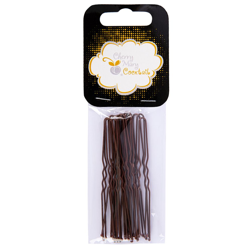 Набор шпилек для волос 7.5 см, 100 шт (5х20 шт), №02 каштановый, Cherry Mary VZ07031