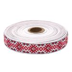Лента (тесьма) жаккардовая 24.0 мм / 25±1 метров, рис. 9474, С1852Г17 (С3772Г17) белый/красный