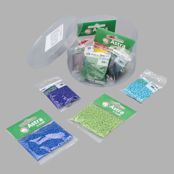 Набор бисера 11/0 ассорти №4 в тубе, 10 цветов, Astra&Craft