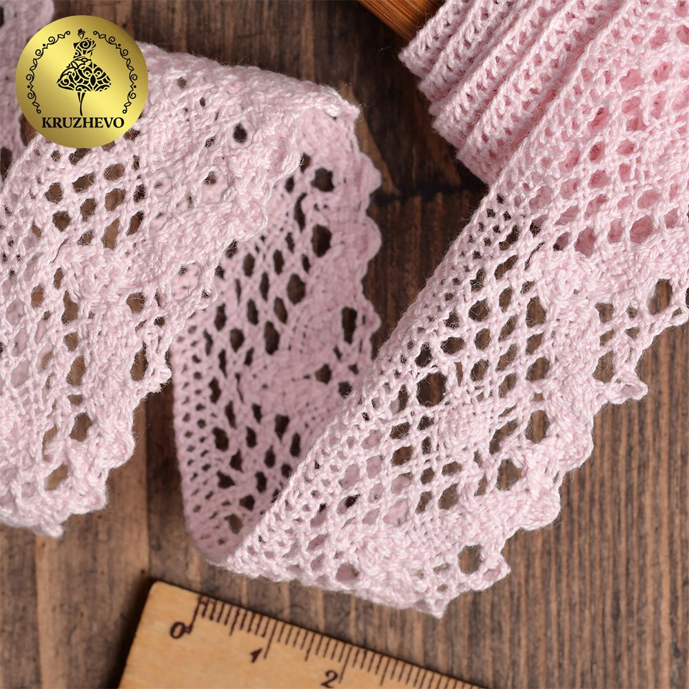 Кружево вязаное (тесьма) 30 мм / 10 метров, диз. 298, цв.20 бл.розовый, Kruzhevo