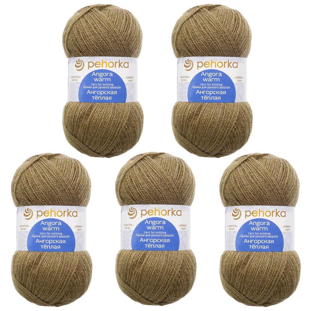 Пряжа Пехорка Ангорская теплая / уп.5 мот. по 100 г, 480 м, 478-Защитный