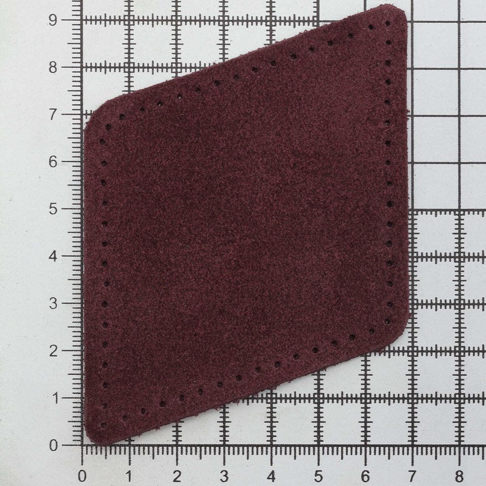 Заплатки пришивные из замши, ромб 8х11,2см с перфорацией, 2 шт, 100% кожа, 31 бордовый, 59125