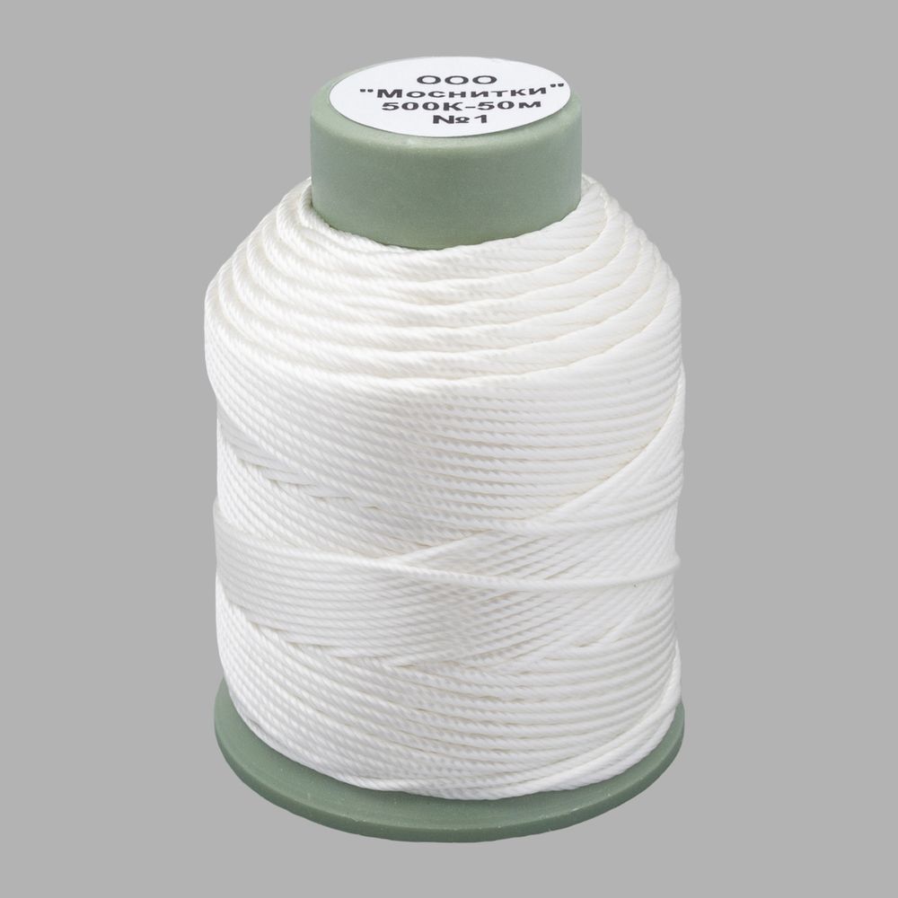 Нитки капроновые 500К, 50м, 001 белый, 9 катушек