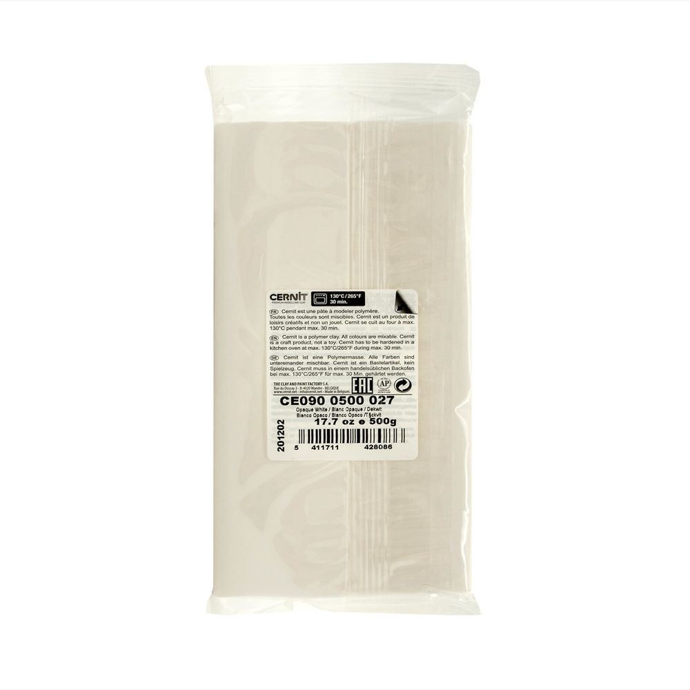 Полимерная глина Cernit №1 запекаемая, классическая 500гр, 027 - белый матовый