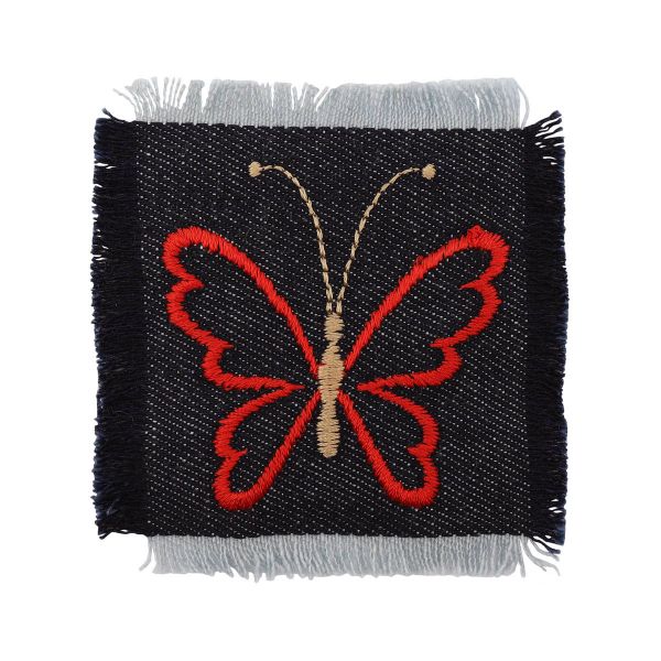 Термоаппликация Бабочка, 70х65мм 10 шт (бежевый/красный), 53661