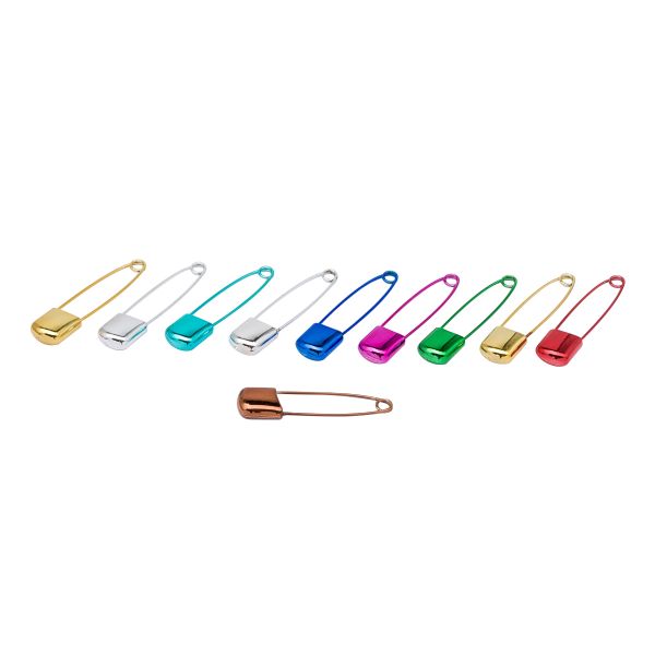 Булавки английские безопасные, 10 шт, цв.микс, MTW117