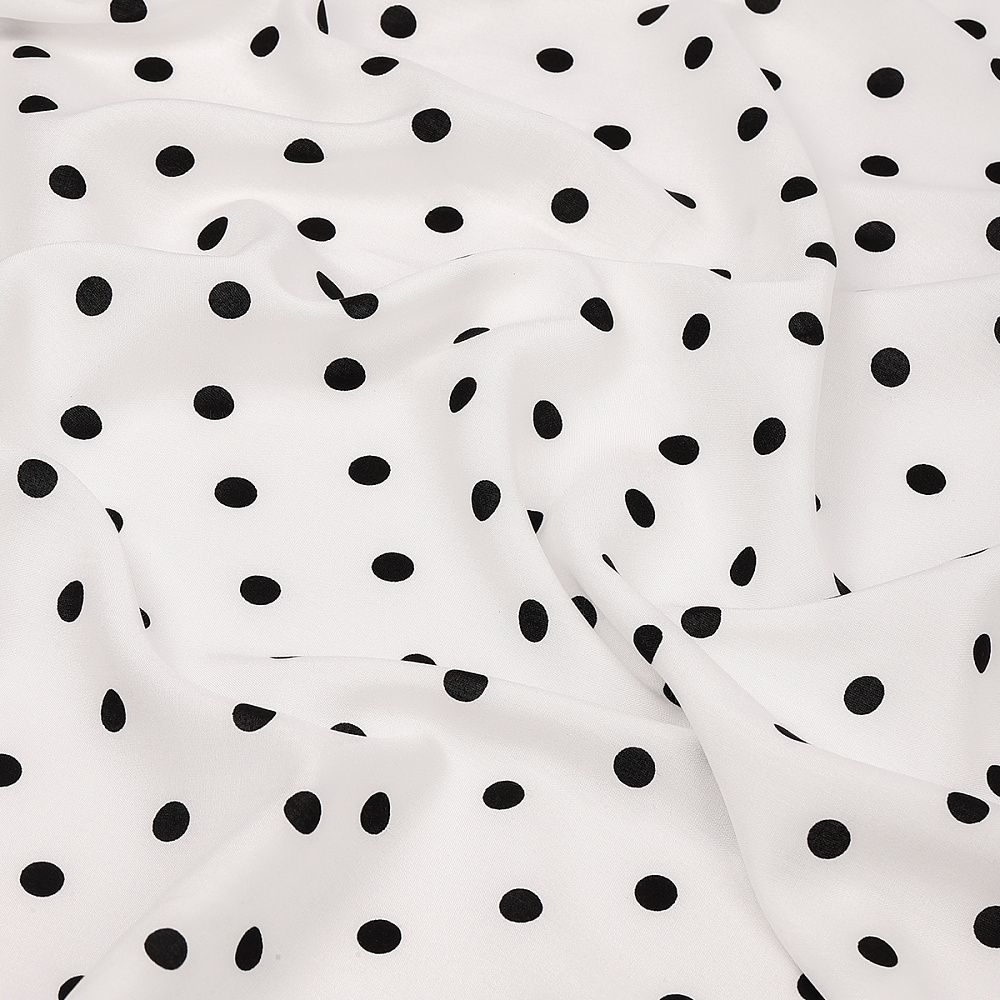 Штапель в горошек 90 г/м², 145 см / 2 метра, TBY.Vidt.04 цв.белый