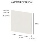 Картон пивной в наборе 1.55 мм, 850 г/м², 30х30 см, 5 л, белый, Love2art KLP-14
