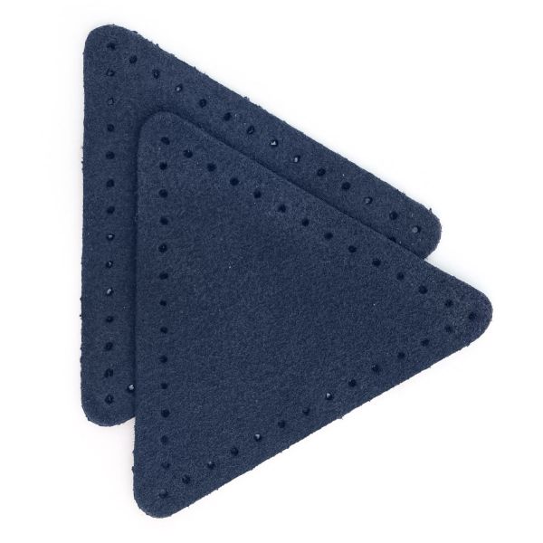 Заплатки пришивные из замши, треугольник равносторонний 6см с перфорацией, 2 шт, 100% кожа, 22 темно-синий, 59116