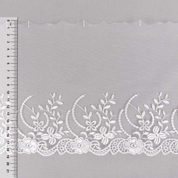 Кружево на сетке 190 мм / 10 м, слоновая кость, Gamma GKM-1904