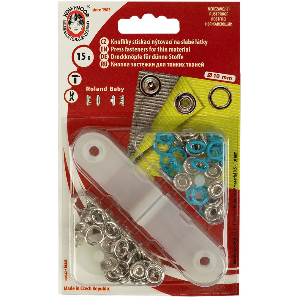 Кнопка рубашечная (джерси) открытая ⌀9.7 мм, 15 шт, 992 бирюзовый, (1213-030 №2), KOH-I-NOOR BABY Кнопка рубашечная (джерси) открытая ⌀9.7 мм, 15 шт, 992 бирюзовый, (1213-030 №2), KOH-I-NOOR BABY