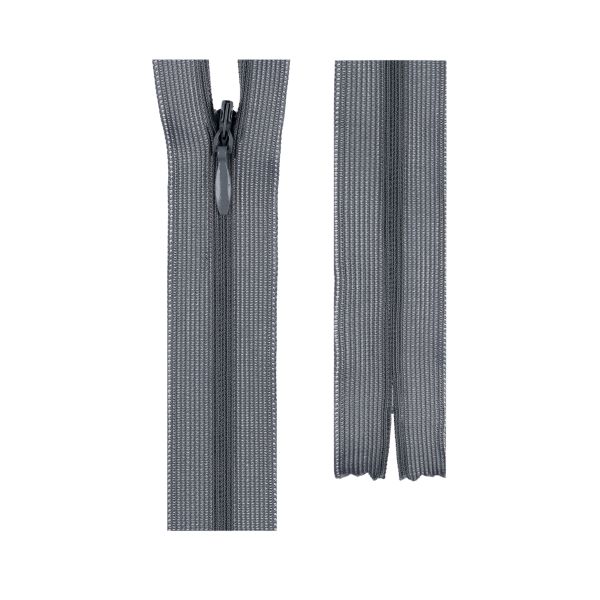 Молния потайная (скрытая) Т3 (3 мм) 1 зам., н/раз., 18 см, пластик, 304 серый, G013P Gamma, 10 шт