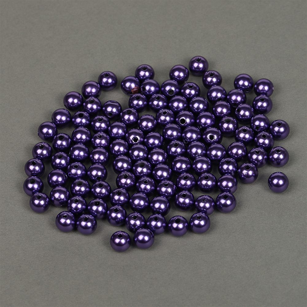 Бусины пластик (перламутр) ⌀10 мм, цв.133 фиолетовый, уп.500г (960 шт), Magic4Hobby