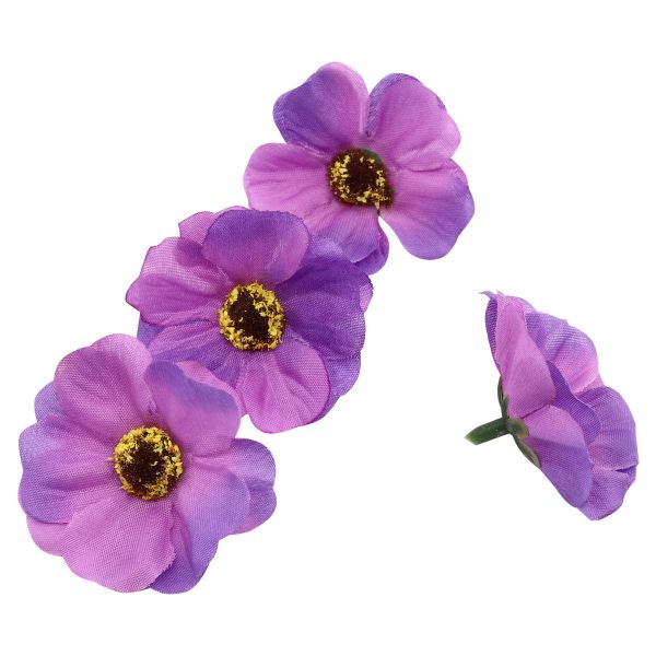 Цветы искусственные декоративные 4см 4 шт в упак, 10 фиолетовый