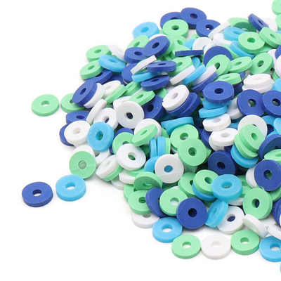 Бусины полимерная глина ⌀6 мм, плоские, 20г, Astra&Craft (B3 синий, зеленый, белый микс)