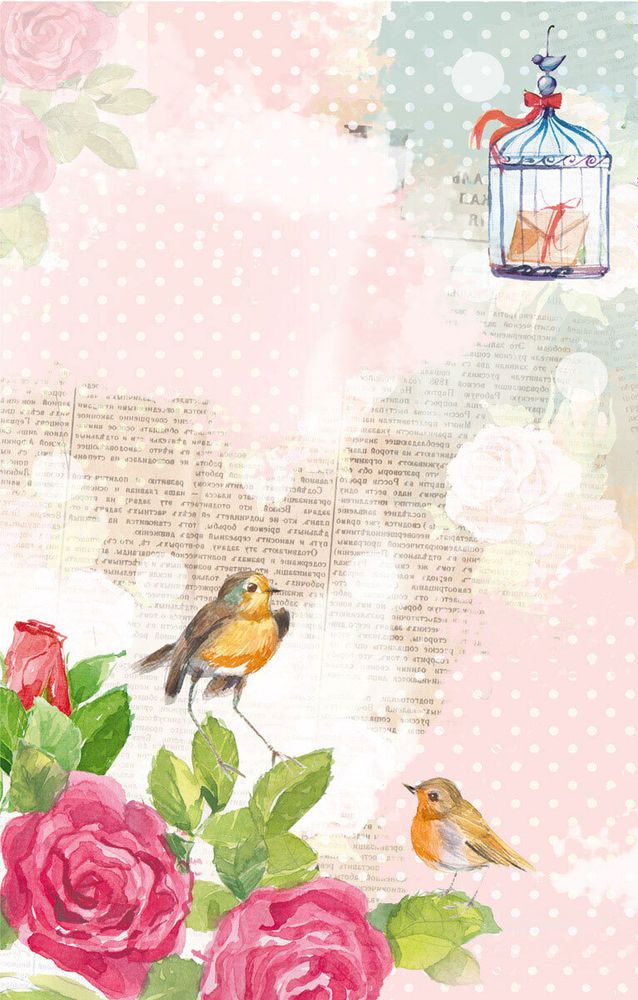 Бумага рисовая 32х22 см, 0094 Цветы и птицы, Love2art KPR/R