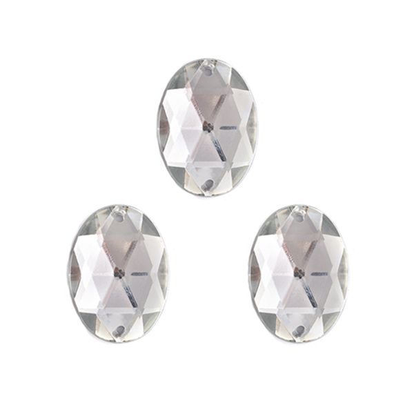 Стразы пришивные акриловые 10x14 мм овал цв.01 прозрачный, уп.100 шт