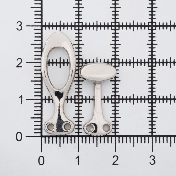 Крючки пришивные декоративные 36х10 мм, серебро (никель), 6 шт