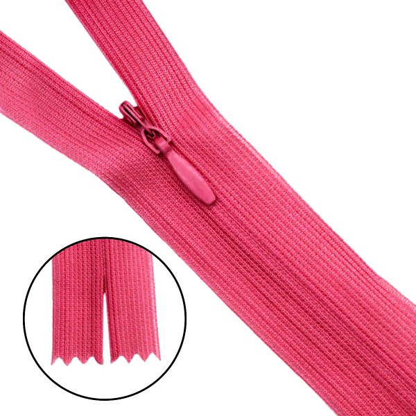 Молния потайная (скрытая) Т3 (3 мм) 1 зам., н/раз., 20 см, нейлон, F142 розовый, 10 шт