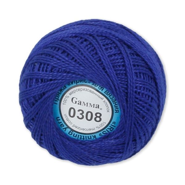 Пряжа нитки Ирис / уп.10 мот. по 10г, 82м, 0308 ультрамарин, Gamma
