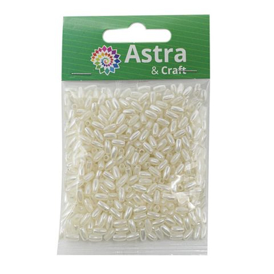 Бусины пластик (жемчуг) 3х6 мм, 15 г, Astra&Craft, натуральный