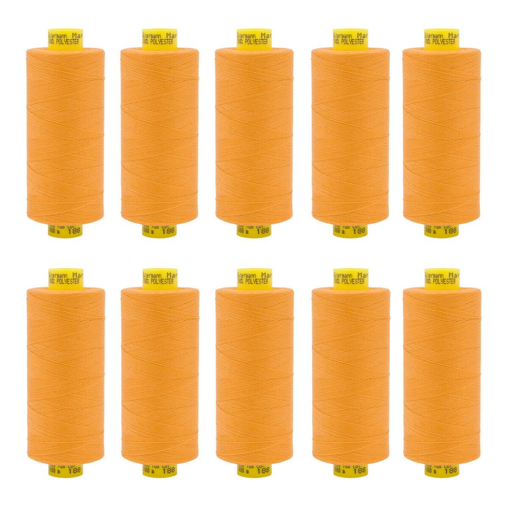 Нитка особо тонкая Gutermann Mara №150 (150/2), 1000 м, 713953, цв. 188 яркий абрикос, 1 катушка