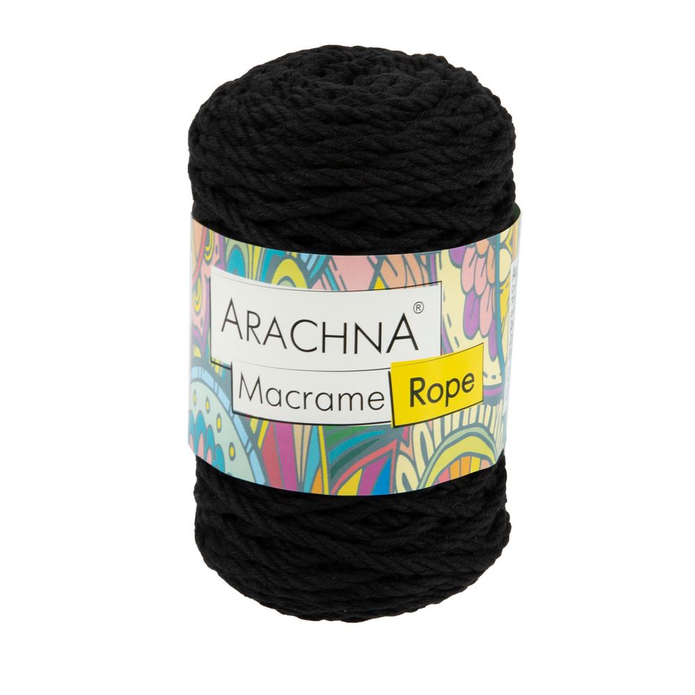 Пряжа Arachna Macrame Rope / уп.3 мот. по 120г, 54м, 110 черный Пряжа Arachna Macrame Rope / уп.3 мот. по 120г, 54м, 110 черный