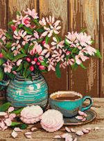 Алмазная (кристальная) мозаика Фрея, на подрамнике Чай с зефиром, 30х40 см