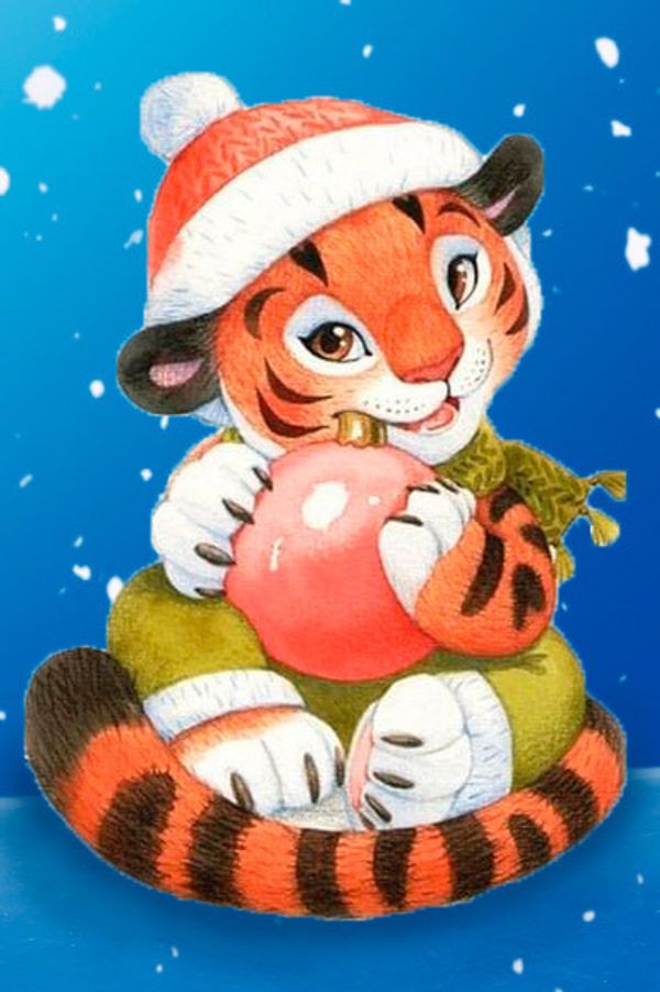 Алмазная (кристальная) мозаика Фрея, Игривый тигренок 20х30 см