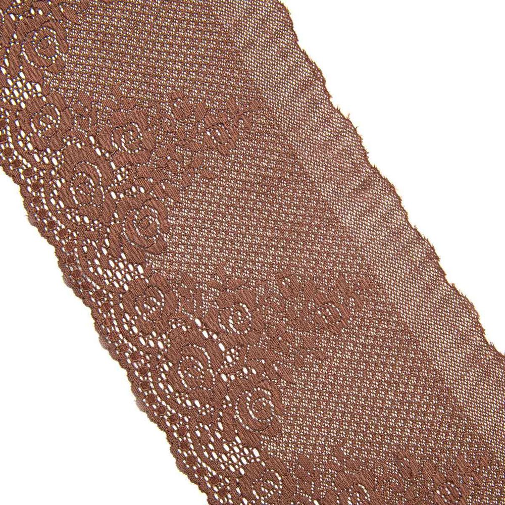 Кружево бельевое эластичное 175 мм / 13.72 м, коричневый