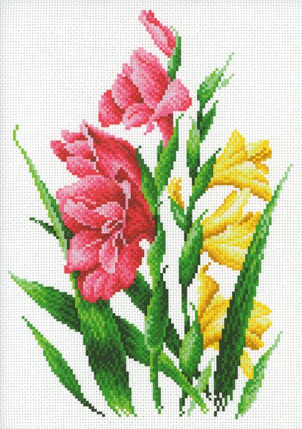 Набор для вышивания нитками МП Студия, Нежный гладиолус, 30х40 см