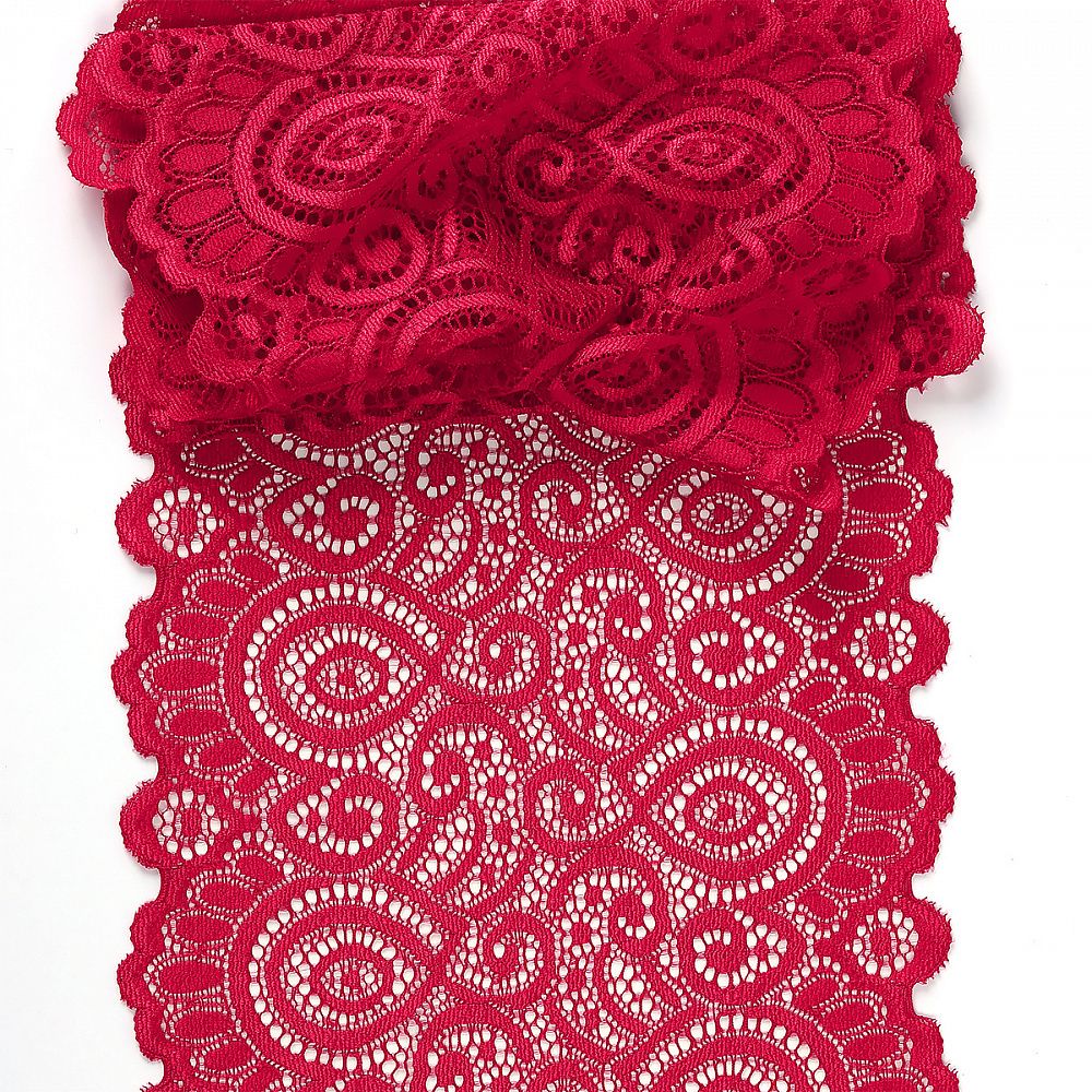 Кружево бельевое эластичное 180 мм / 3 м, TBY.L1351, цв.18-1750 карминовый красный, Kruzhevo