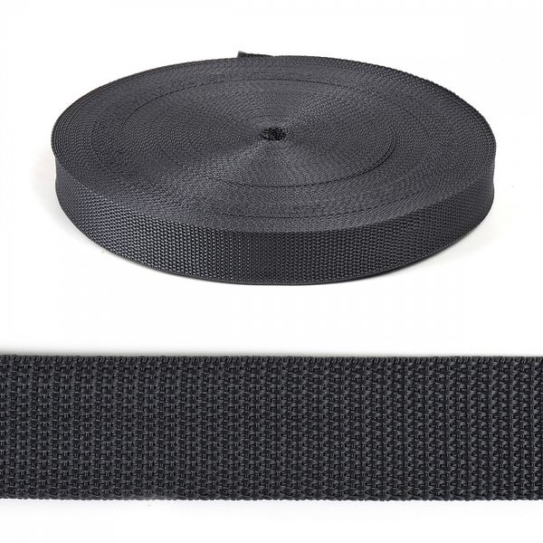 Стропа (ременная лента) 30 мм / 50 метров, толщ. ≈1.2 мм, цв.F311 т.серый, 4830311