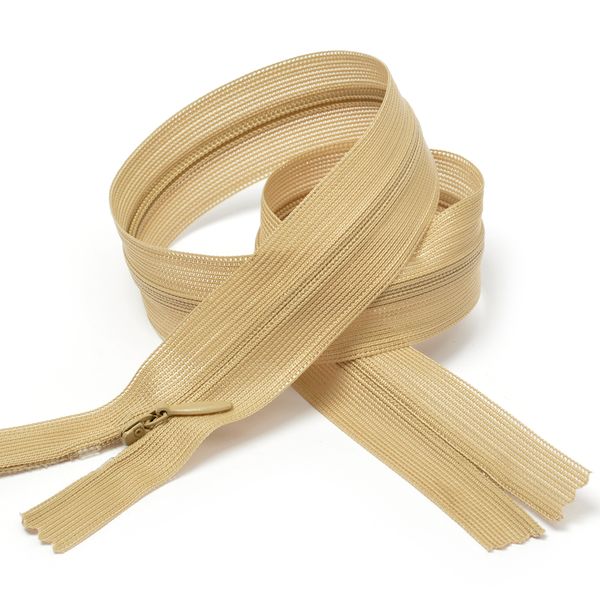Молния потайная (скрытая) Т3 (3 мм) 1 зам., н/раз., 50 см, цв.F308 бежевый уп.50 шт