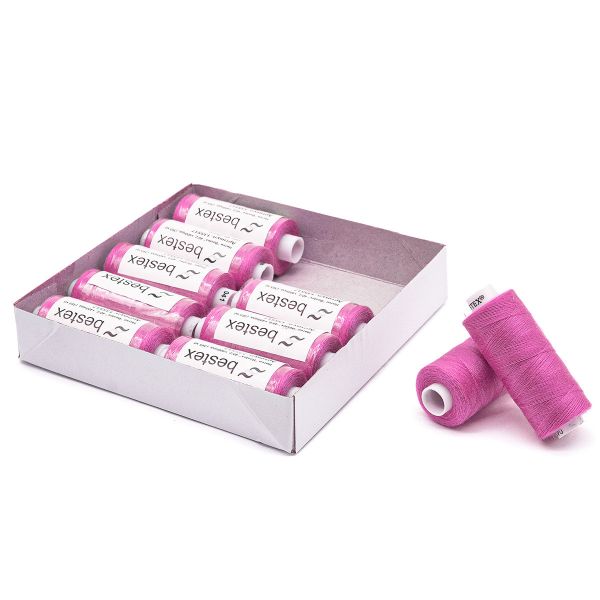 Нитки швейные бытовые Bestex 40/2, 365 м (400 ярд) / 10 кат., 041 розовая фуксия