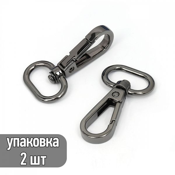 Карабин металл 20.0 мм (48х26 мм), TBY-AX11.3-20, цв. чер.никель, уп. 2 шт