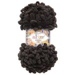 Пряжа Alize (Ализе) Puffy Fine / уп.5 мот. по 100 г, 14м, 1060 черно-серый