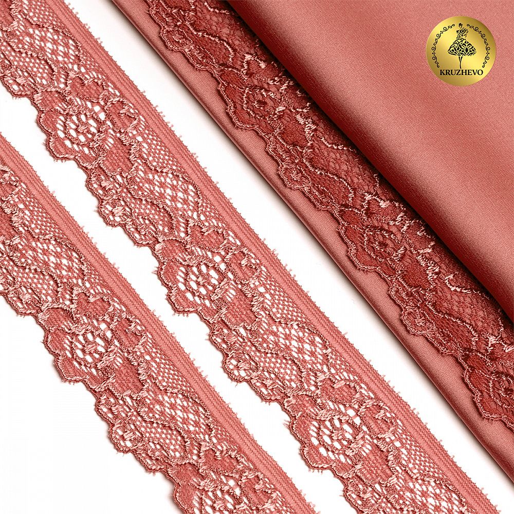 Кружево эластичное (стрейч) 30мм L839, цв.F139 коралловый уп.50м, Kruzhevo