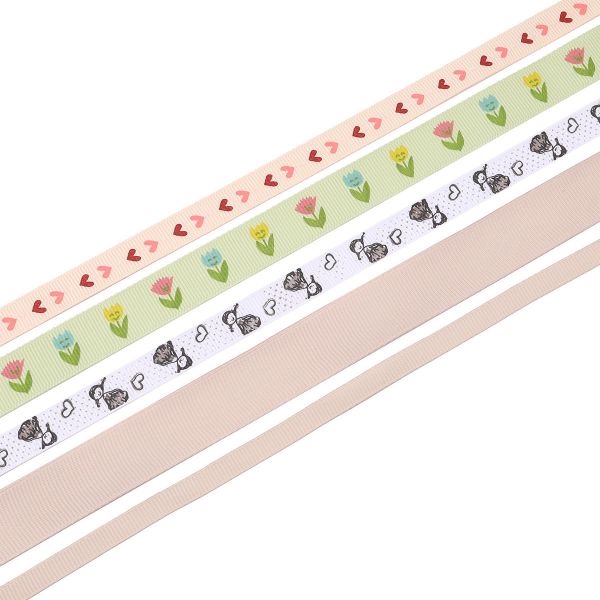 Набор репсовых лент, 5 шт, 45 м (2 шт по 18 м и 3 шт по 3 м), цвет дымчато-серый