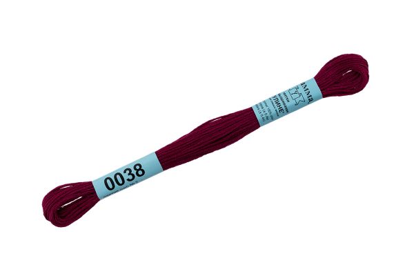 Мулине Gamma 100% хлопок, цв.0038 вишневый, 24 мотка по 8 метров
